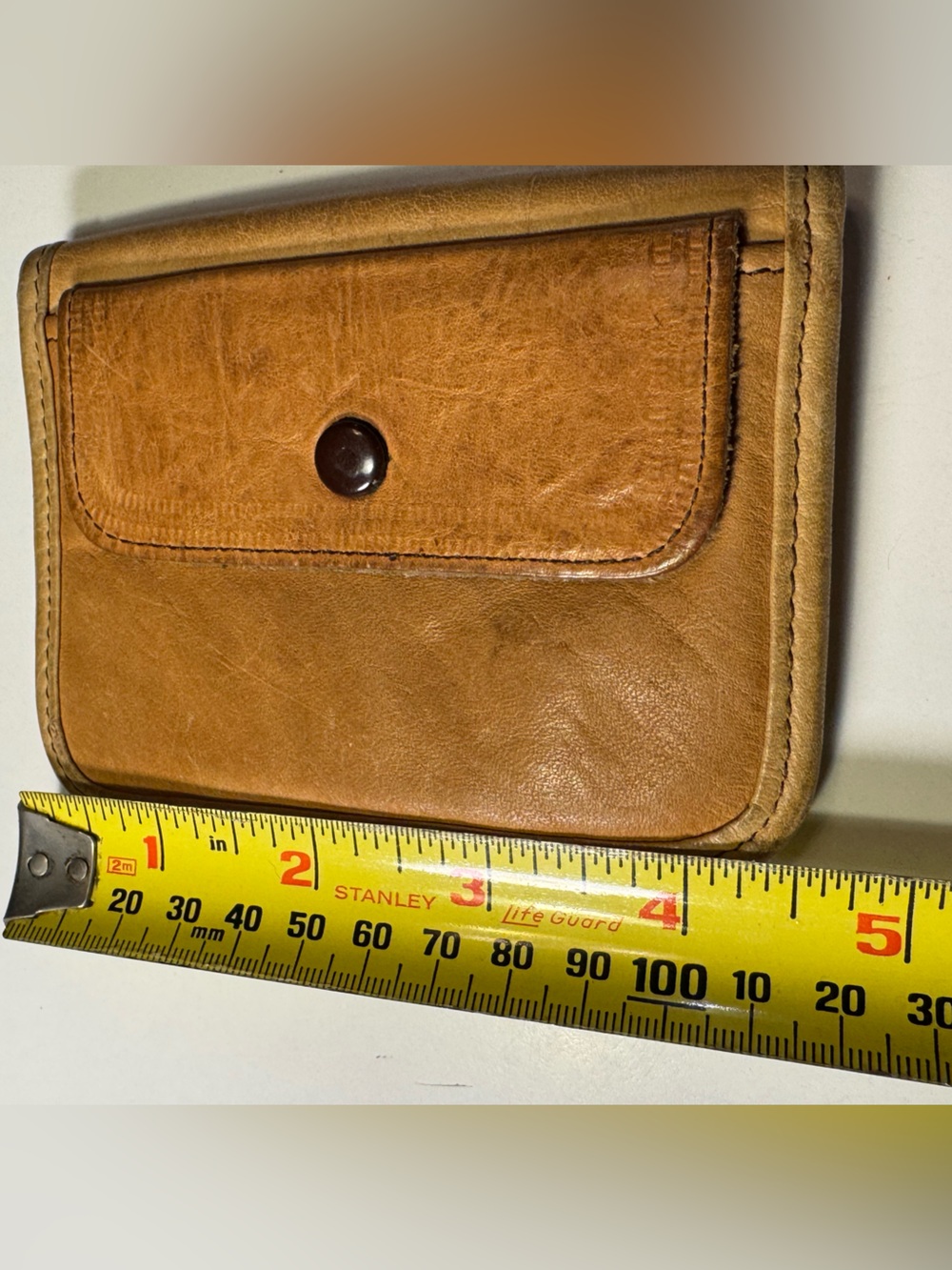 Vintage Bifold Tan Leather Snap-Front Wallet Coin Purse Combo NICE - Picture 5 of 8